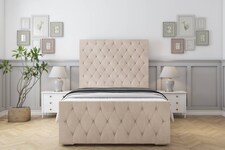 Sloomy Watson Sand Naples Bed Frame With 50" Upholstered Headboard 6' Super King