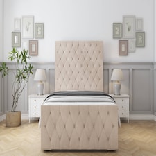 Sloomy Watson Sand Naples Bed Frame With 50" Upholstered Headboard 6' Super King