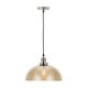image 1 of Antique Silver Metal and Smoked Glass Dome Pendant Cream | W30xD30xH120cm