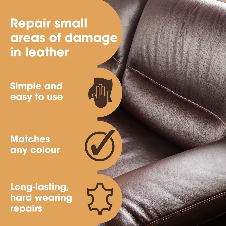 image 1 of Complete Leather Repair Kit (Black) -12 Colour Options for Sofas, Car Seats - Matches All Shades of Leather - Patch, Fill & Touch up Scratches, tears and Other Damaged Areas