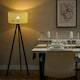 image 1 of ValueLights Barbro Black Tripod Floor Lamp Wicker Shade & Bulb