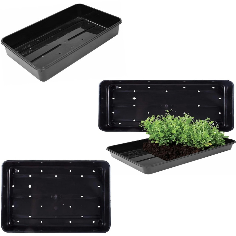 image 1 of 12 Heavy Duty Plastic Seed Trays With Strong Rim For Extra Rigidity Seedling