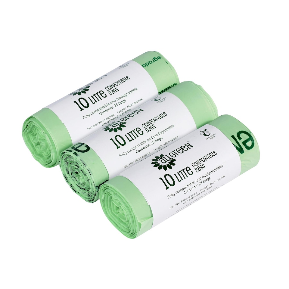 image 1 of All-Green 10 Litre Compostable Food Waste Bin Liners - 3 Rolls