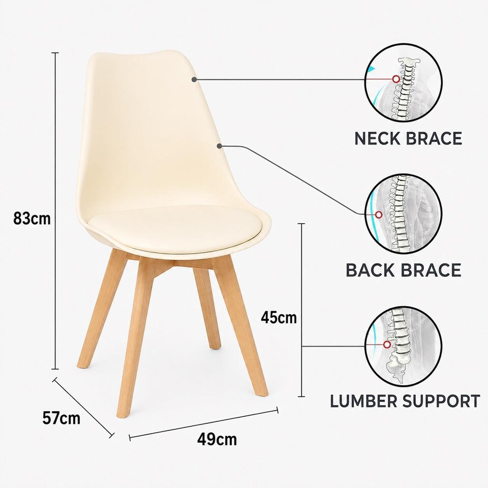 image 1 of Dining Table Set Oak Effect Table With 4 Cream Plastic Chairs Dining Room Furniture | Cream | One Size | 5