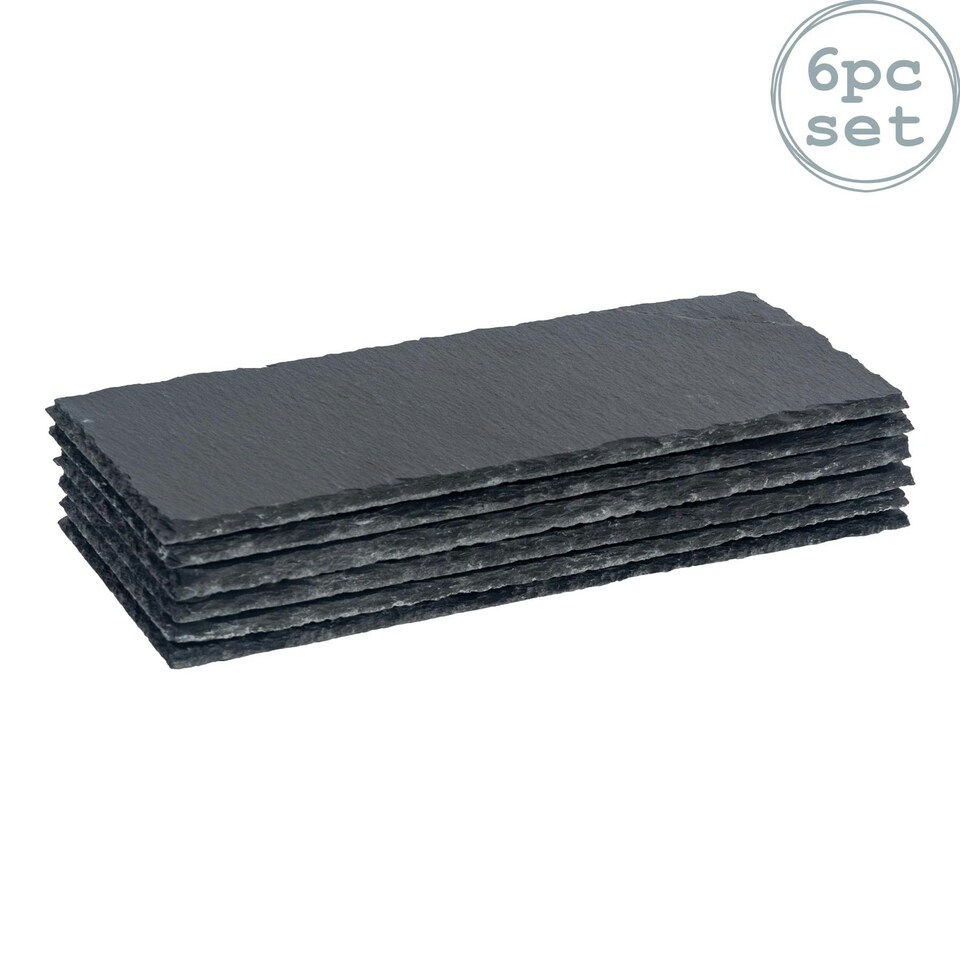image 1 of Argon Tableware Rectangle Slate Dinner Plates - 29 x 12cm - Pack of 6 Grey