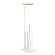 image 3 of Showerdrape Sonata White & Bamboo Toilet Roll Holder & Toilet Brush Combination