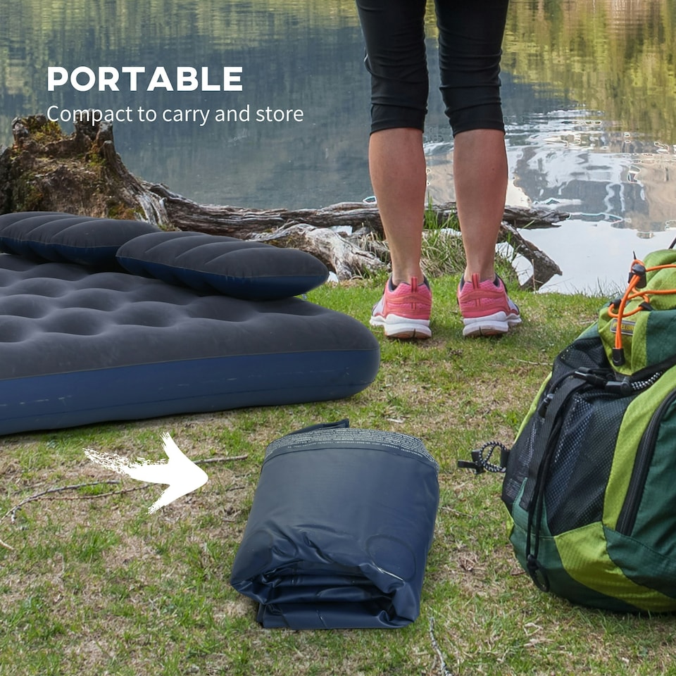 image 1 of Outsunny King Inflatable Mattress with Hand Pump, Pillows, 203 x 152 x 22cm