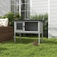 image 2 of PawHut Wooden Guinea Pig Hutch, Small Animal Cage w/ Tray & Roof, Grey