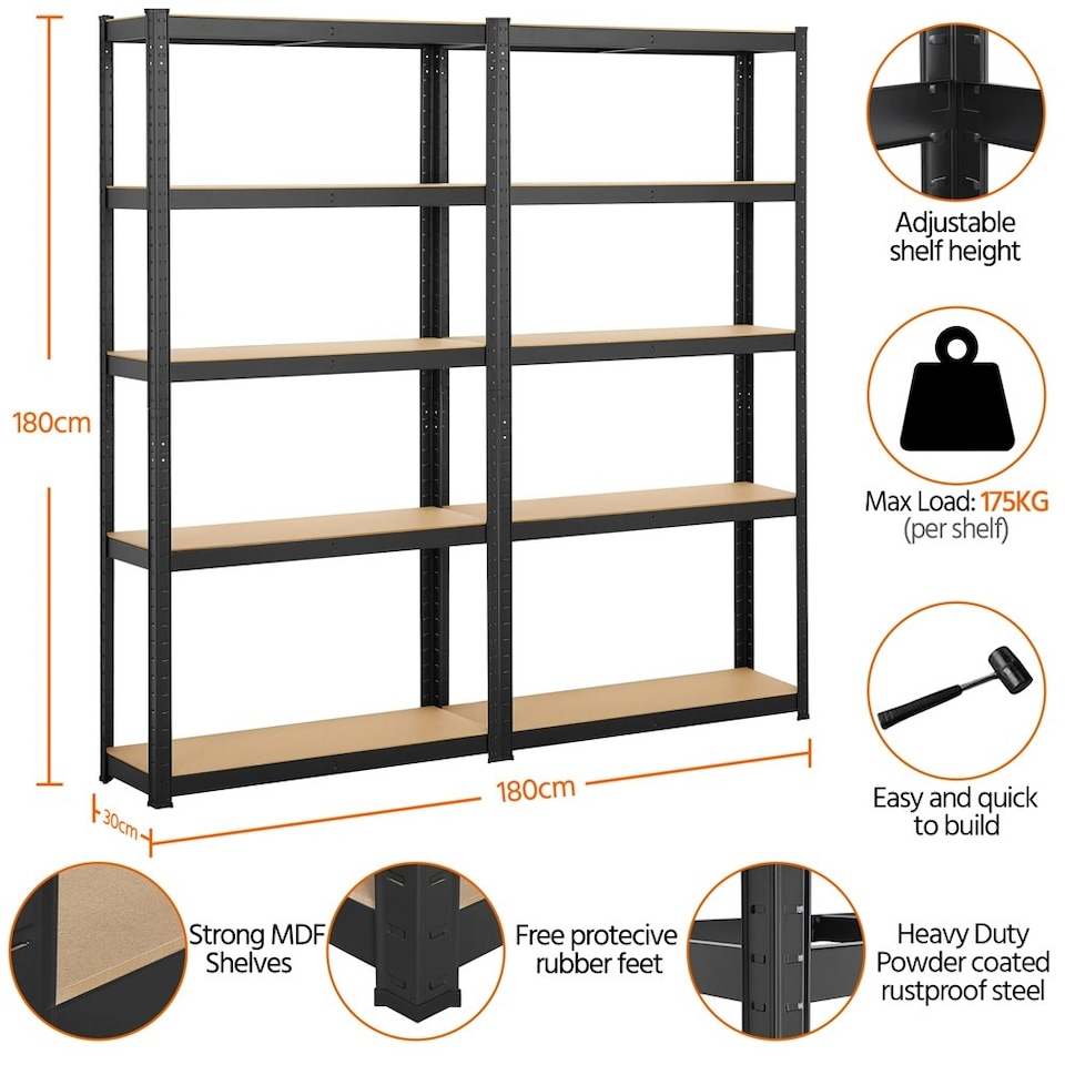 image 1 of Yaheetech 180 cm Tall 5-Shelf Steel Shelving Unit Storage Rack