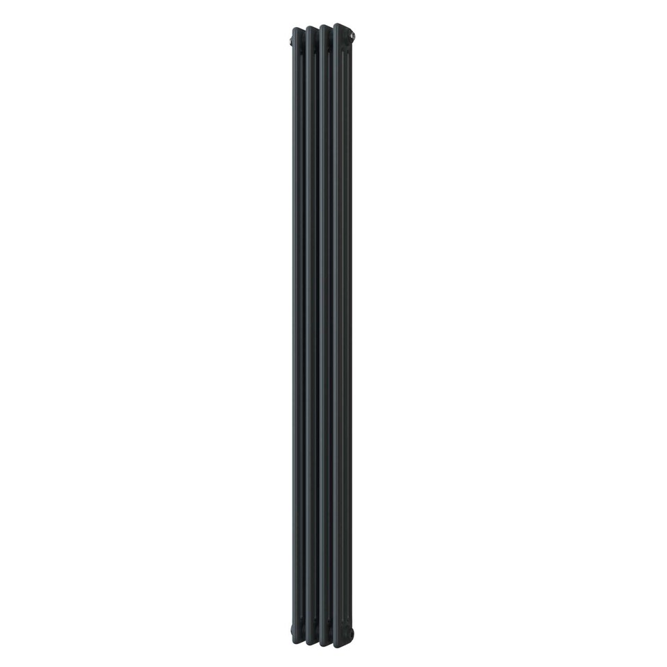 image 1 of Alpha Vertical Triple Column Bathroom Radiator - Anthracite Grey (H) 1800mm x (W) 198mm