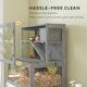image 7 of PawHut Wooden Hamster Cage, Large Gerbil Cage with Hut, Wheel, Ramps, 3 Tier Small Animal Habitat with Removable Viewing Panels, 80 x 50 x 84 cm, Grey