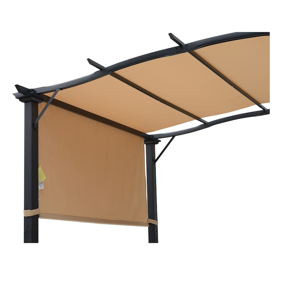 image 1 of Outsunny Outdoor Pergola Garden Gazebo with Two Adjustable Side Canopy Overhead Sun Shade Backyard Canopy Cover, Steel Khaki 2.96x2.45x2.3m