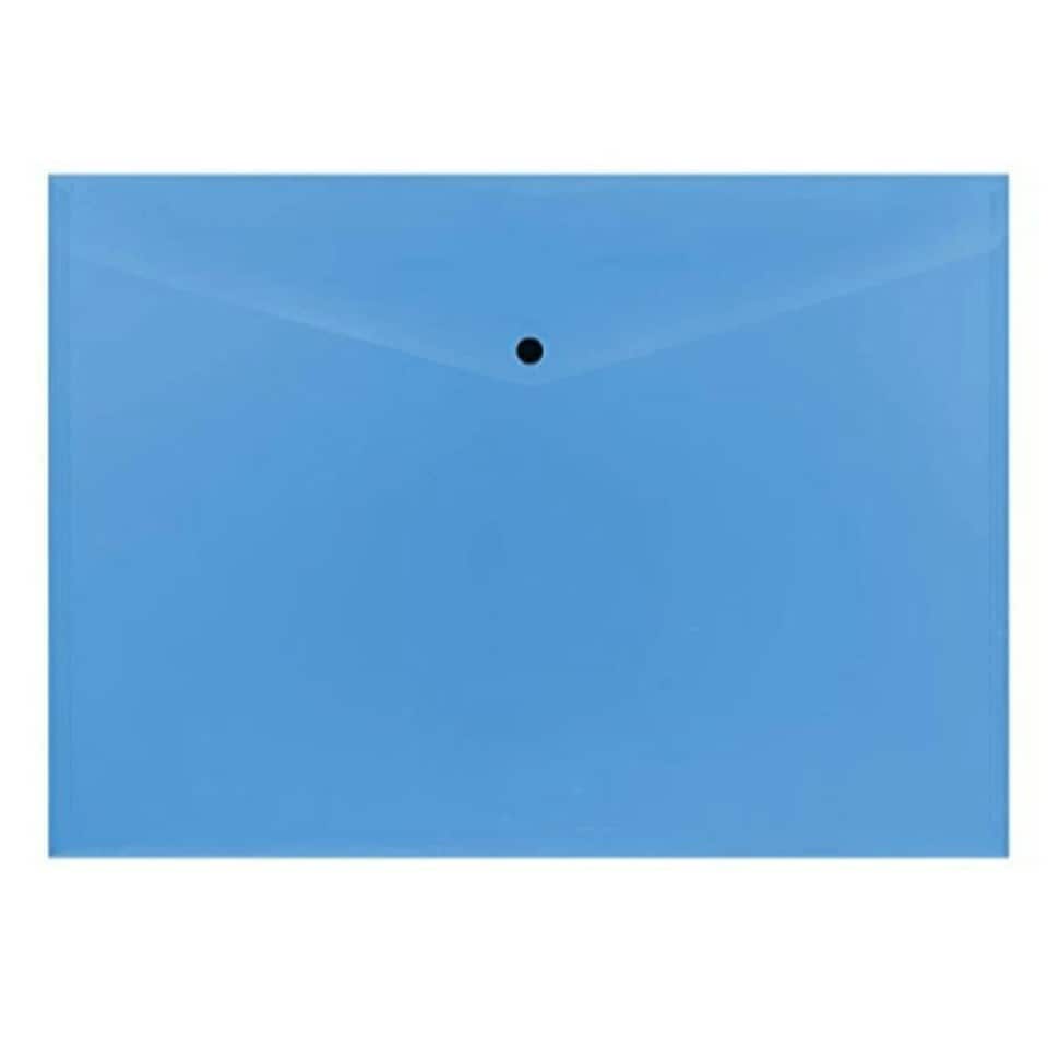 image 1 of Pack of 12 Janrax A3 Blue Document Wallets - Button Stud Folder