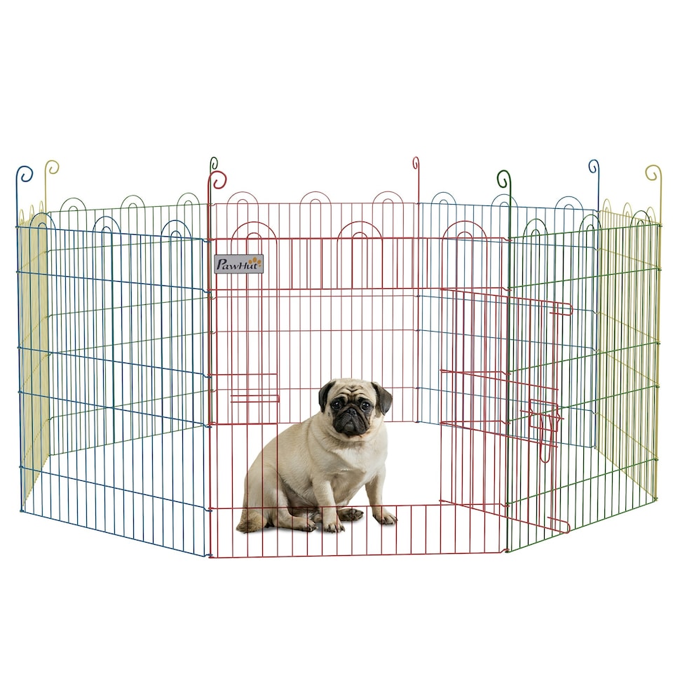 image 1 of PawHut Pet Playpen Dog Puppy Crate Kennel w/ Door, 60H x Φ156cm