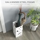 image 3 of HOMCOM Metal Umbrella Stand, Square Umbrella Basket with 4 Hooks Drip Tray White