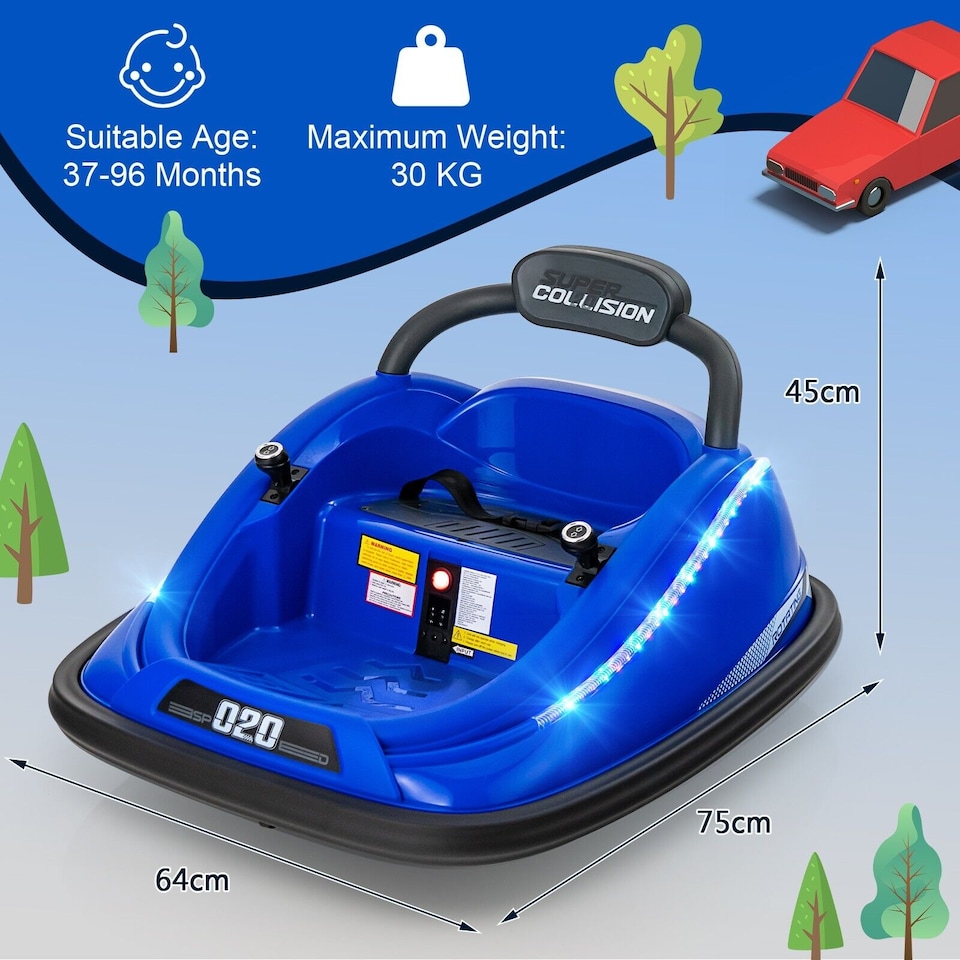 image 1 of COSTWAY Toy Car Kids Ride-On Bumper Car Electric 12V Blue