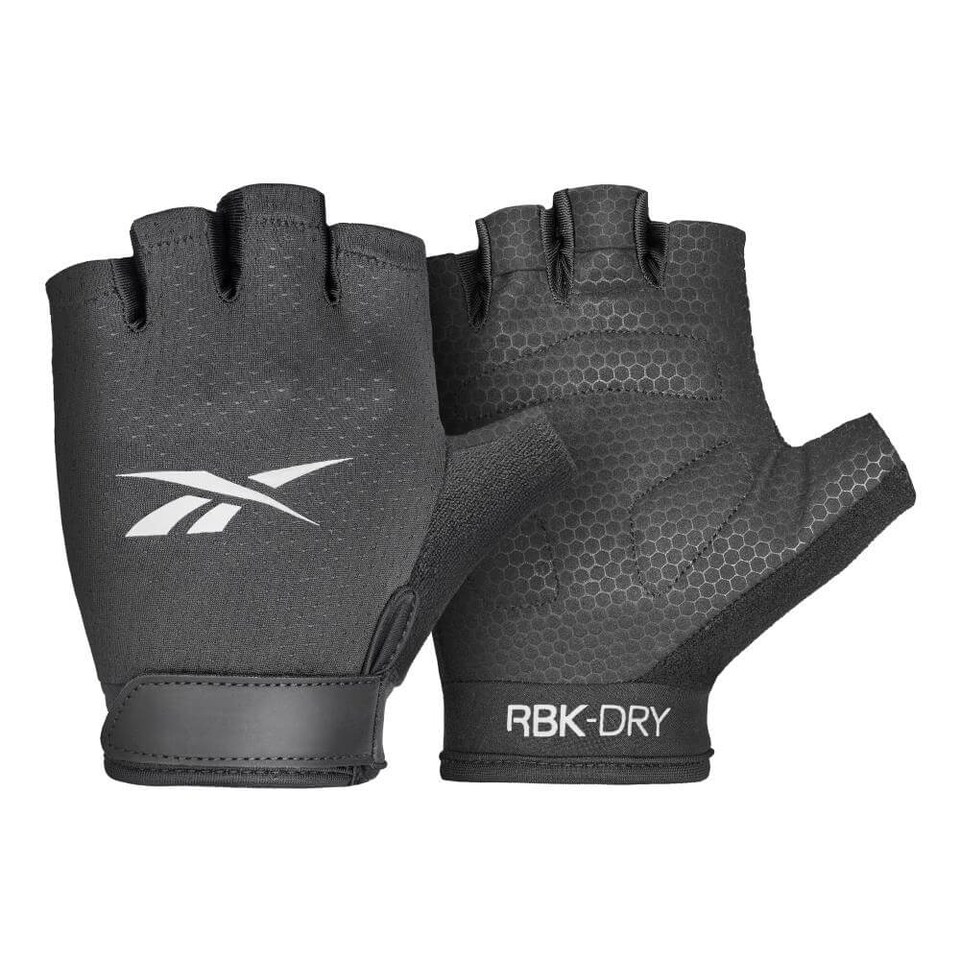 image 1 of Reebok Fitness Gloves — Speedwick Lycra with Padded Amara Palm (Black, S) | Black | Black | S