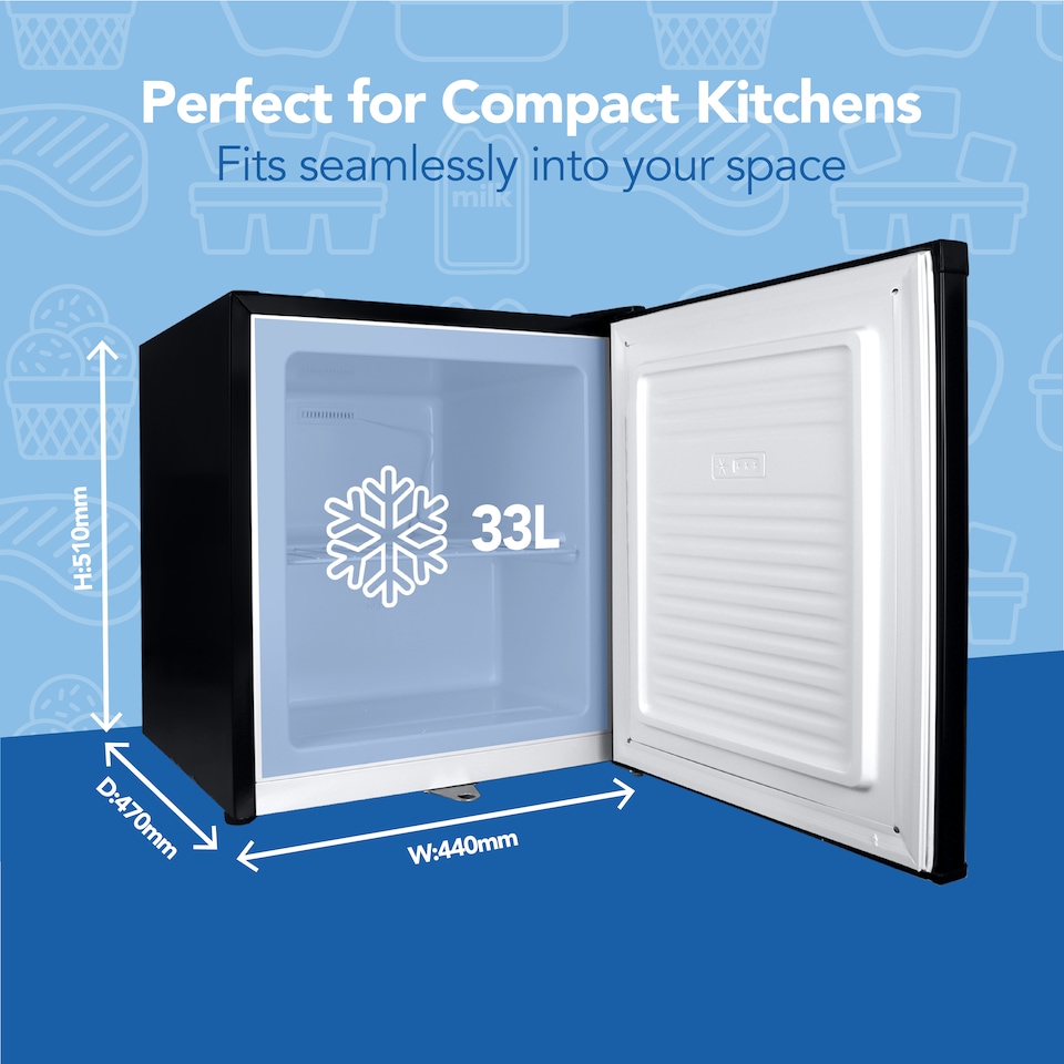 image 1 of Igenix IG3751BL Counter Top Mini Freezer, 33 Litre, Black