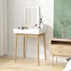 image 7 of HOMCOM Dressing Table with Flip-up Mirror, Makeup Desk with 2 Drawers and Pine Wood Legs, Vanity Table Writing Desk for Bedroom Living Room, White