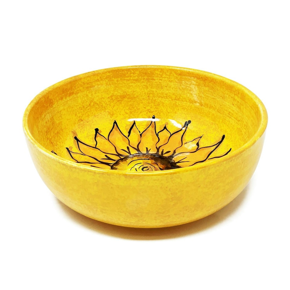 image 1 of Verano Spanish Ceramics Sunflower Round Bowl - 23cm Yellow Yellow