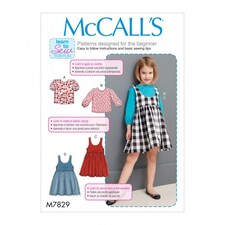 McCall's 7829 Paper Sewing Pattern – Children’s Tops, Dresses & Pinafores, UK Sizes Cl (6–7–8), Easy