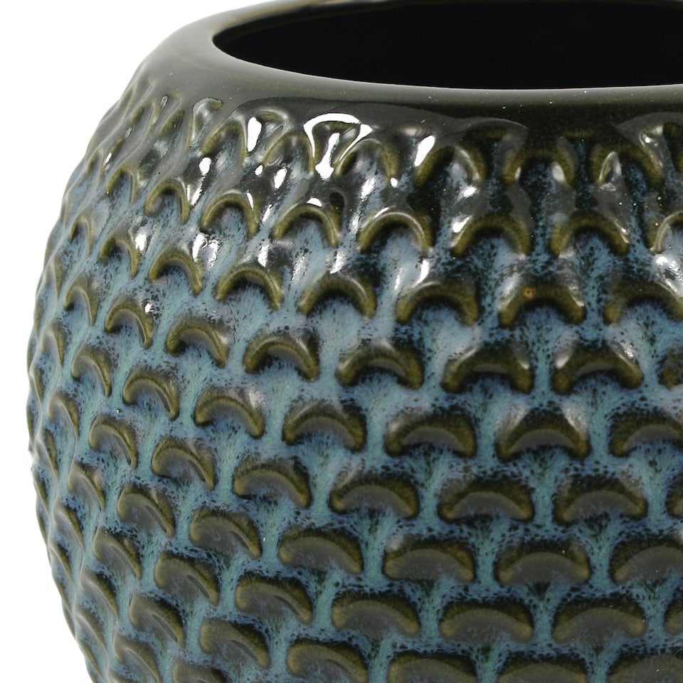 image 1 of Blue Ceramic Plant Pot 15 x 15 x 12.5cm