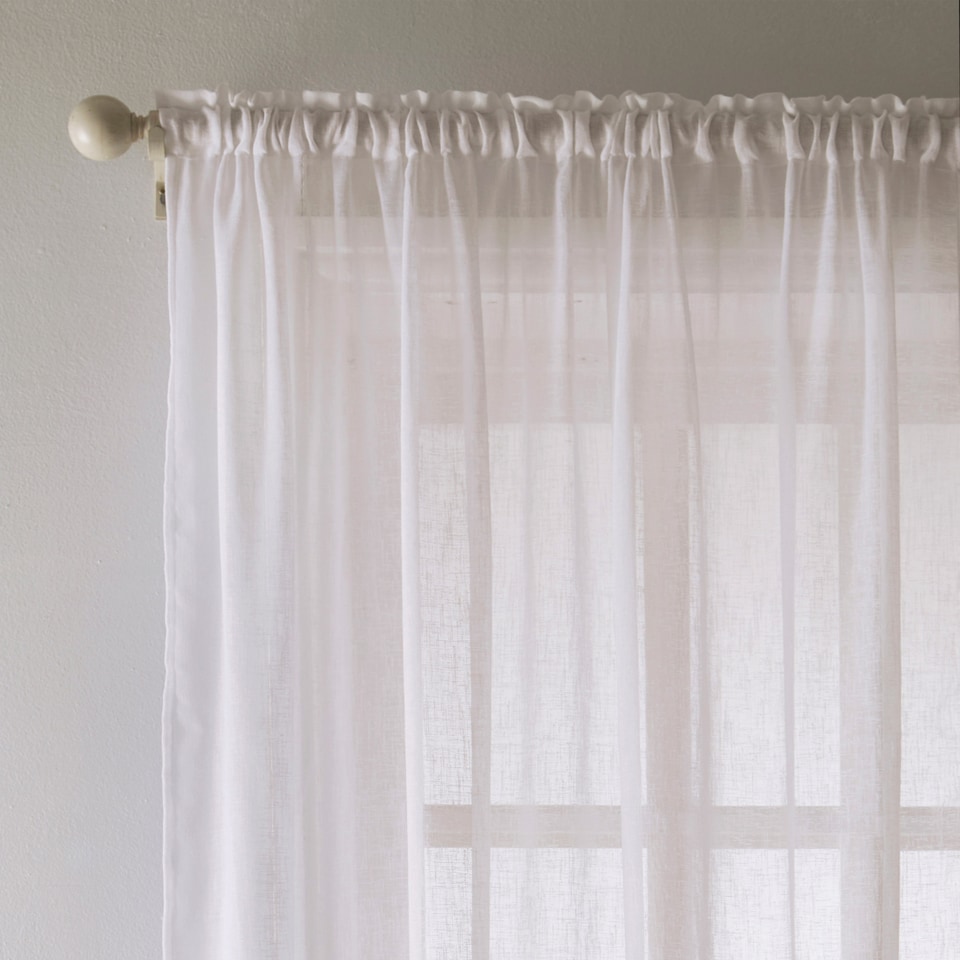 image 1 of Eden White 100% Recycled Plain Voile Panel - Pair 140 x 122 cm (55x48")