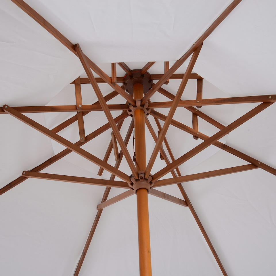 image 1 of Outsunny Garden Wood Patio Parasol Sun Shade Outdoor Umbrella Canopy White