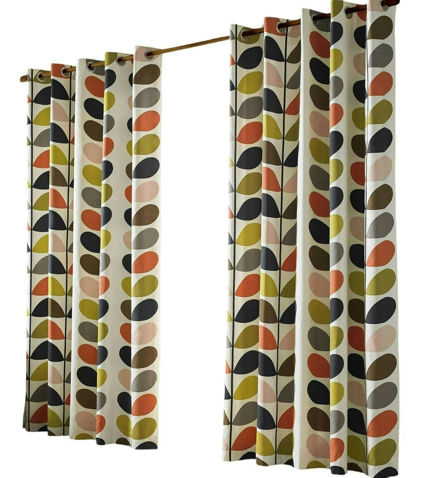 image 1 of Orla Kiely Multi Stem Fully Lined Eyelet Curtains - Multi - 168x183cm