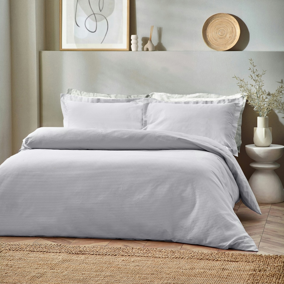 image 1 of Yard Waffle Textured Double Duvet Cover Set