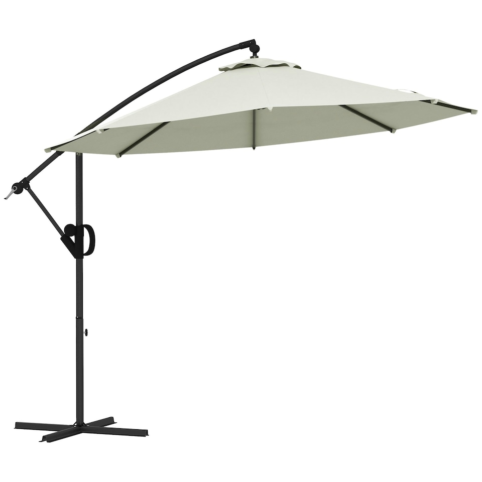image 1 of Outsunny 3(m) Cantilever Parasol with Cross Base, Crank Handle, Tilt