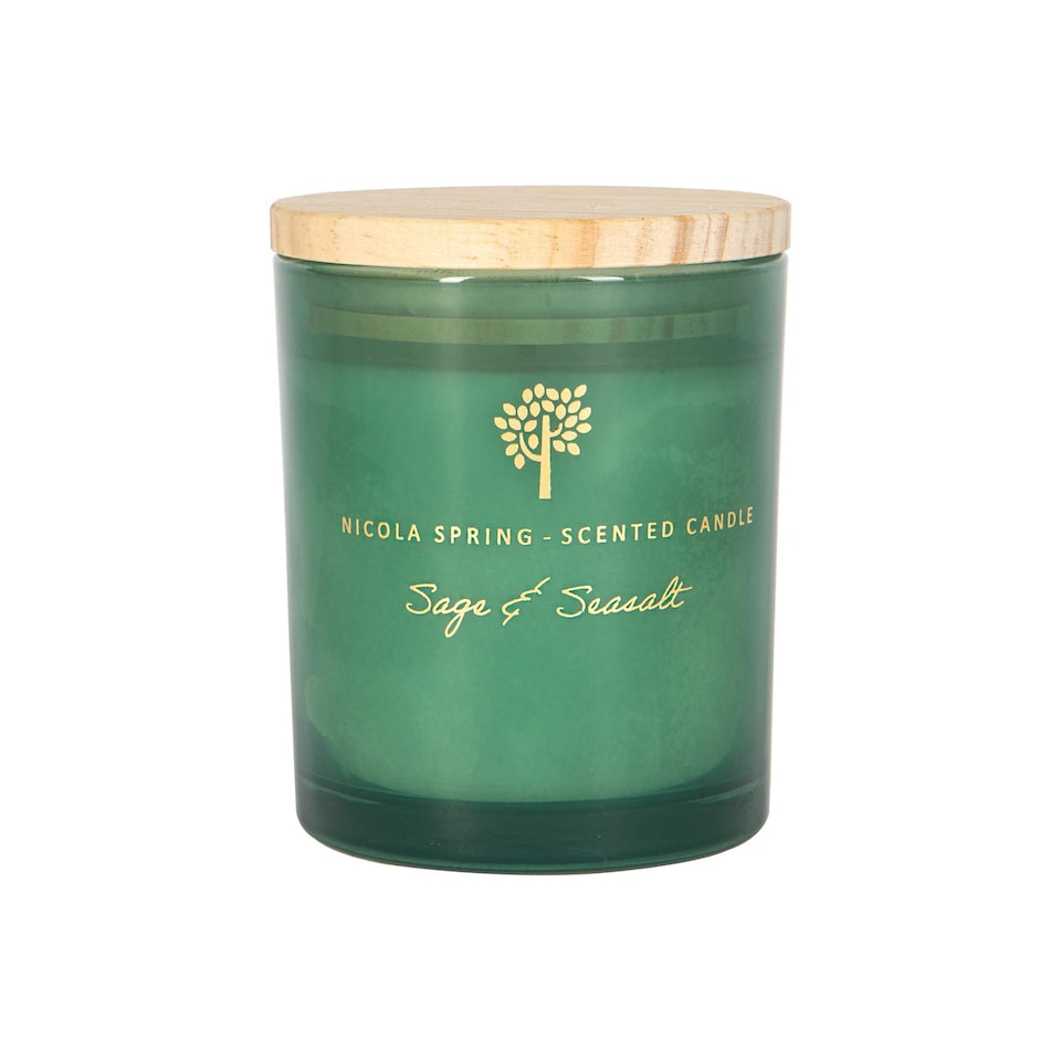 image 1 of Nicola Spring Soy Wax Scented Candle - 130g - Sage & Seasalt | Green | Green