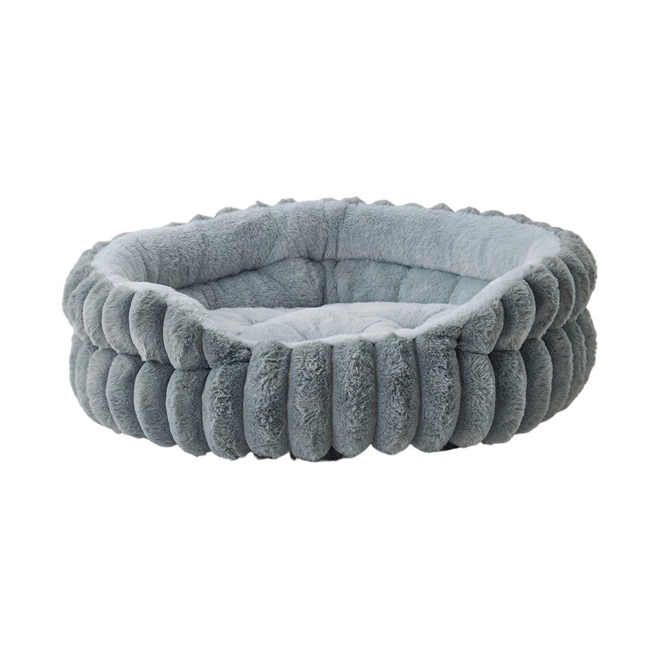 image 1 of Living and Home Pet Bolster Bed for Cat and Dog | Grey | S