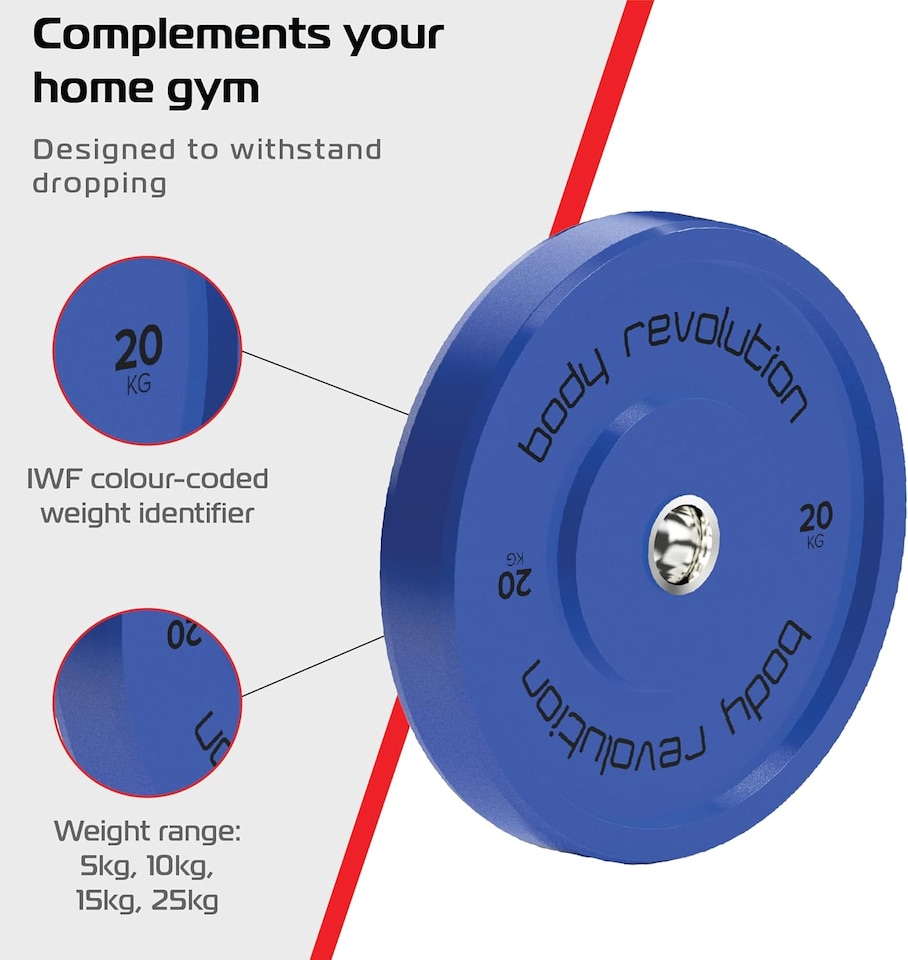image 1 of Body Revolution Olympic Bumper Plates Colour 20kg pair