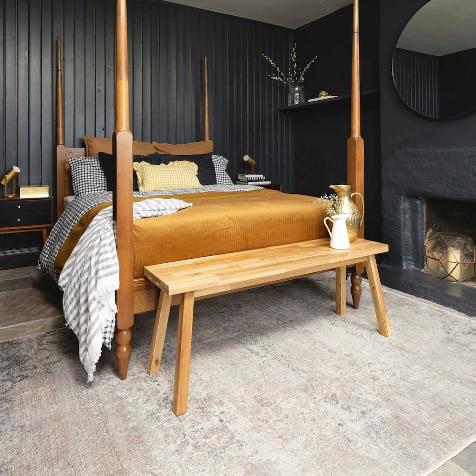 image 1 of KUKOON Greige Floral Medallion Persian Style Non Slip Washable Low Pile Rug 60cm x 110cm | Cream