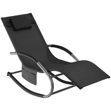 Sun Lounger Taya with a Modern Design, Rocking Function and Breathable Surface | Black | black | 1