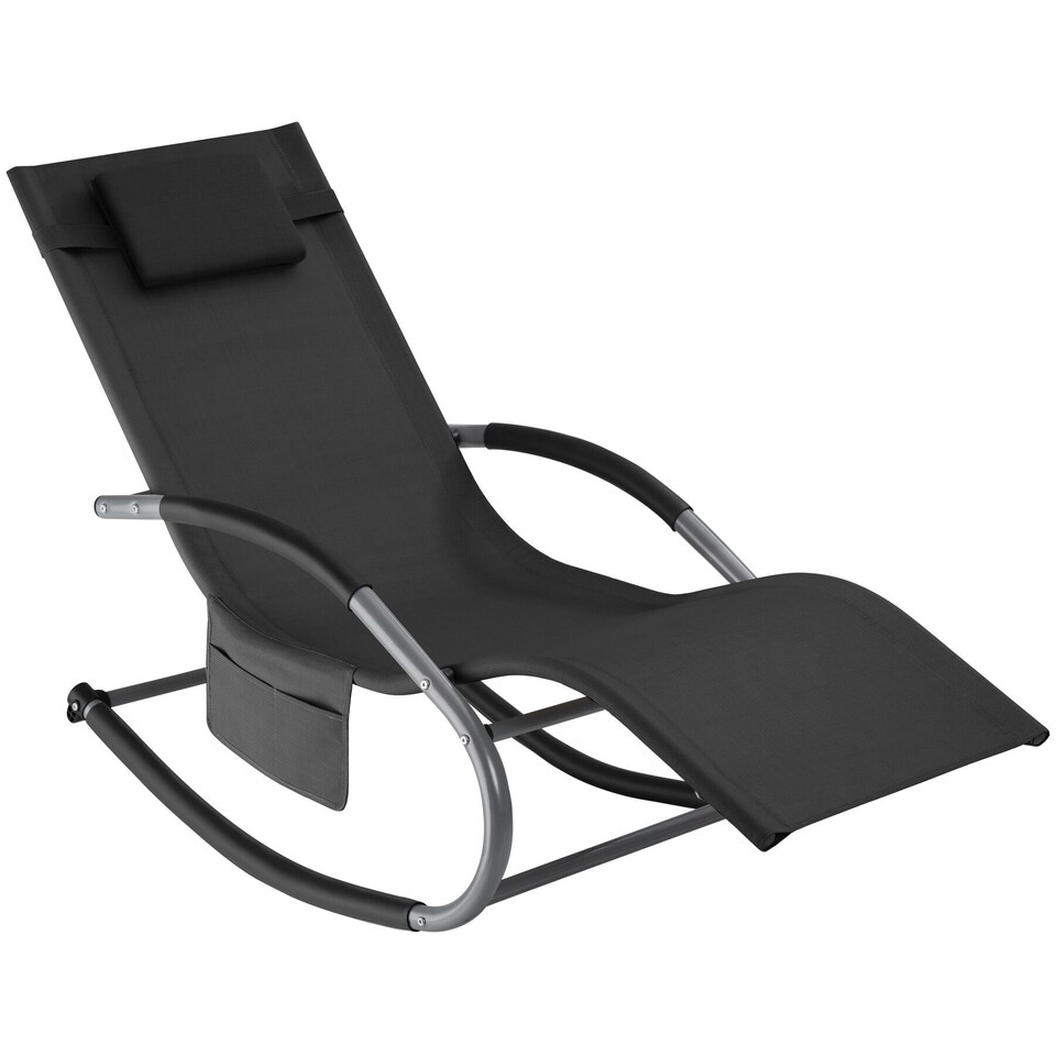 image 1 of Sun Lounger Taya with a Modern Design, Rocking Function and Breathable Surface | Black | black | 1