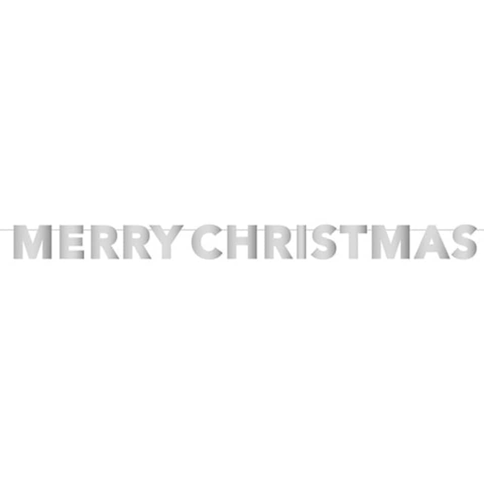 Silver Merry Christmas Foil Cardboard Letter Banner 280cm
