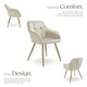 image 3 of Chair Marilyn - quilted velvet look, continuous backrest, golden steel legs - Set of 6 Cream | Cream/Gold