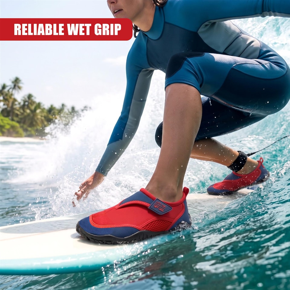 image 1 of GEEZY Aqua Water Shoes, Unisex, Beach Surfing Holidays - Red, UK Adult 5