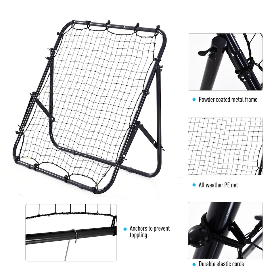 image 1 of HOMCOM Football Rebounder Net, Adjustable Kickback Target Goal Teens Adults Training Aid for Multi-Sports Practise, Black | Black