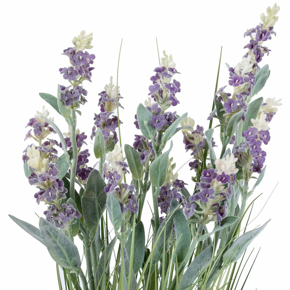 image 1 of Homescapes Artificial Purple Lavender Plant in Decorative Metallic Ceramic Pot, 66 cm Tall