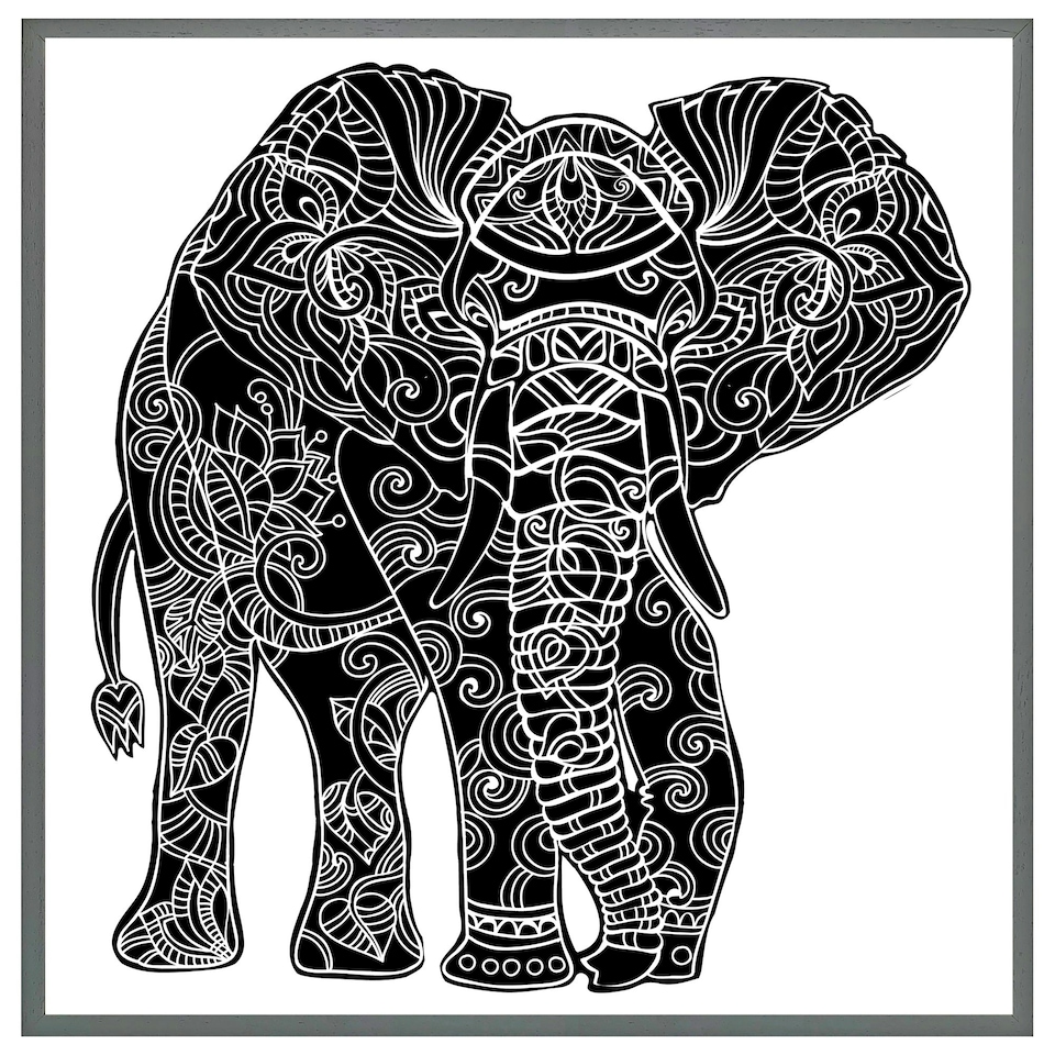 image 1 of Elephant silhouette (Picture Frame) White | M