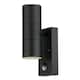 image 3 of Set of 2 Blaze - Black Outdoor Up Down Motion Sensor Wall Lights | Black | Clear | 2