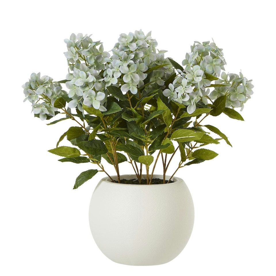 image 1 of Hill Interiors Hydrangea Artificial Potted Plant - Green - 58cm x 51cm x 51cm