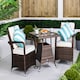 image 1 of Arizona Square Rattan Garden Bistro Table and Chairs Set 2 Seater | Brown | Brown