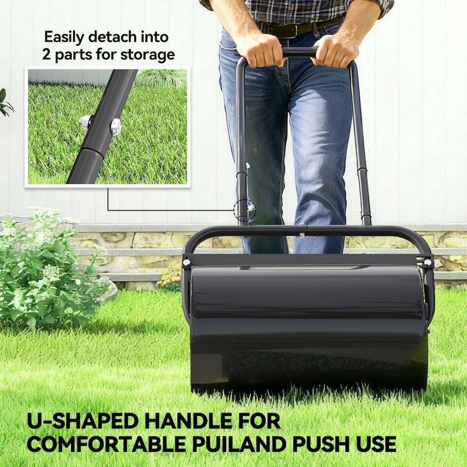 image 1 of Outsunny Combination Push w/ 38L Sand or Water Garden Lawn Roller Black