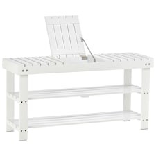 HOMCOM Shoe Bench, 3-Tier Wooden Shoe Rack with Hidden Storage Compartment, Slatted Shelves, Home Storage Unit, Hallway Furniture, White, 90L x 29W x45H cm | White | White