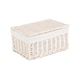 image 6 of Large White Wash Steamed Cotton Lined Wicker Storage Basket | White | White
