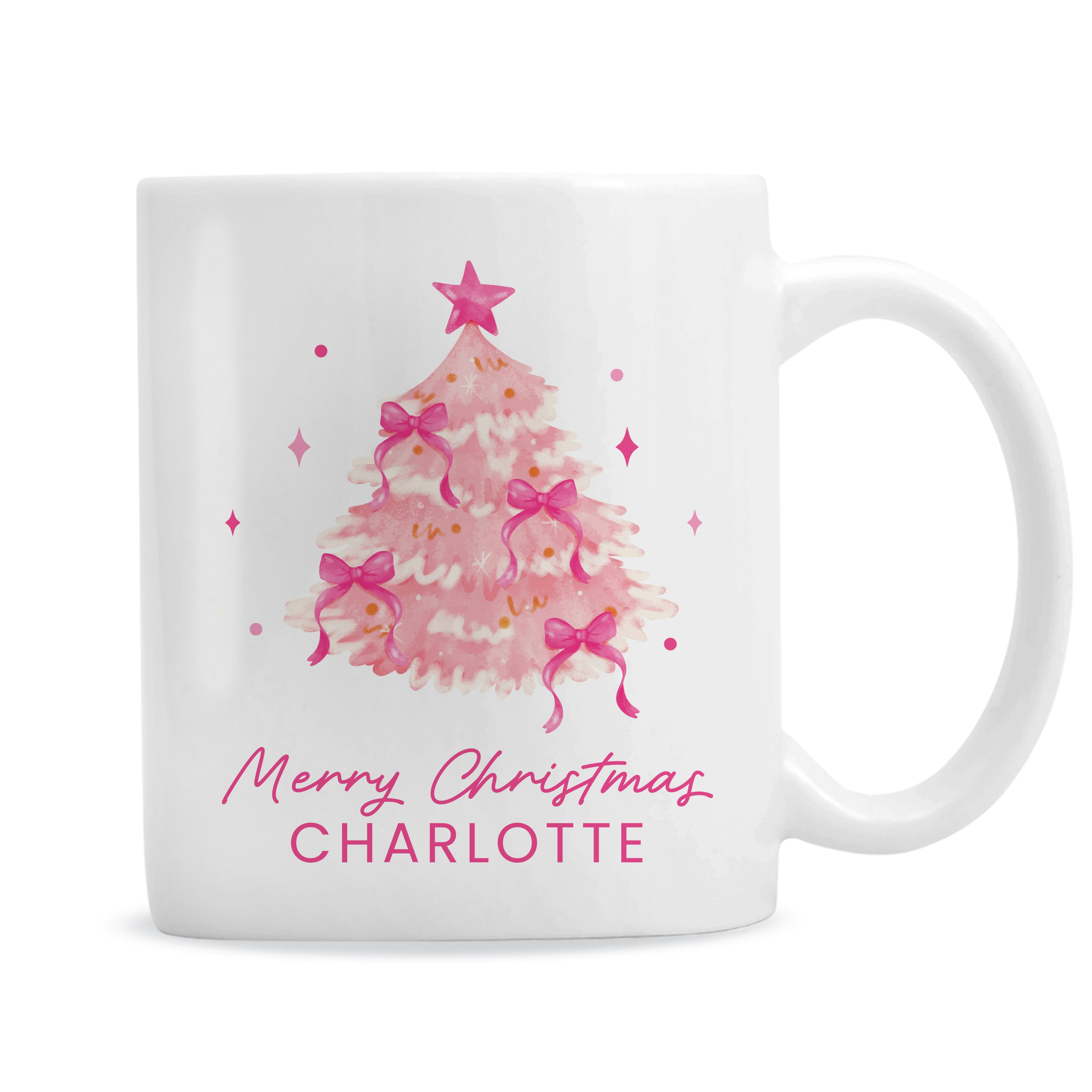 Personalised Memento Company Personalised Pink Christmas Tree Mug in White